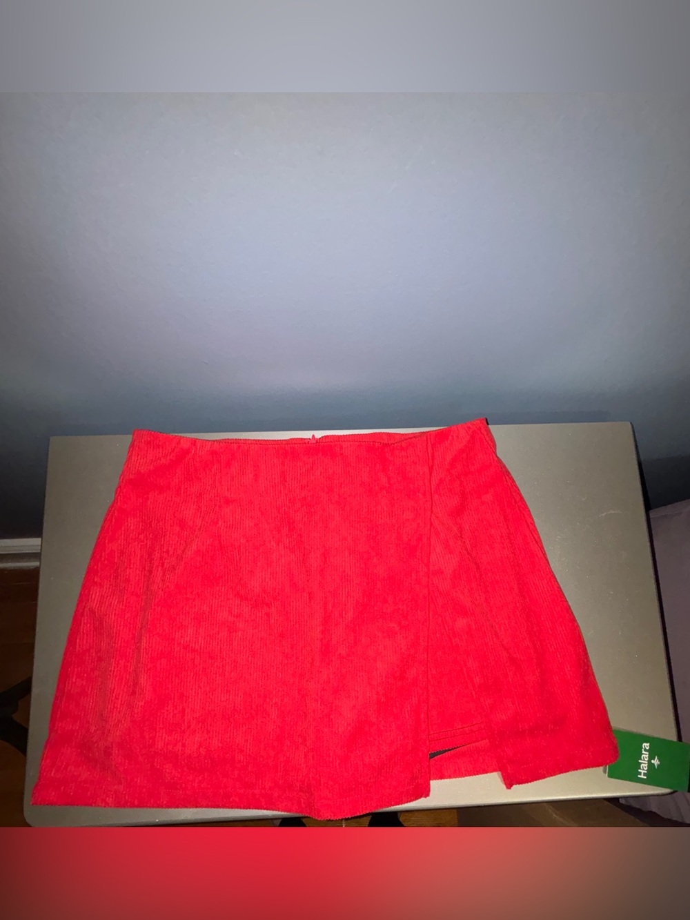 High Waisted Back Zipper Split Hem 2-in-1 Corduroy Casual Skort - Picture 3 of 5